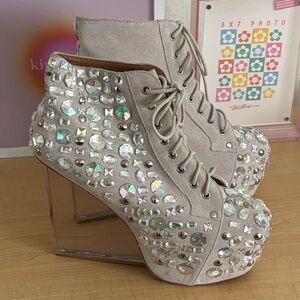 Jeffrey Campbell Crystal Embellished Wedge Ankle Boots